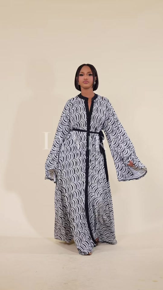 Inès — Robe kimono imprimé graphique